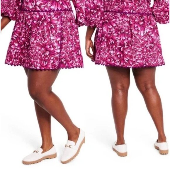 🔥NWT🔥 Kika Vargas Mum Floral Scallop Edge Mini Skirt Sz 12 - Picture 1 of 12